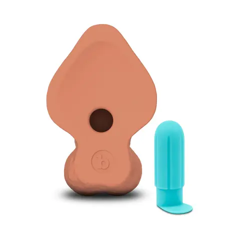 b-Vibe Slipskin Realistic Silicone Dildo 9 in. Curved in Mocha