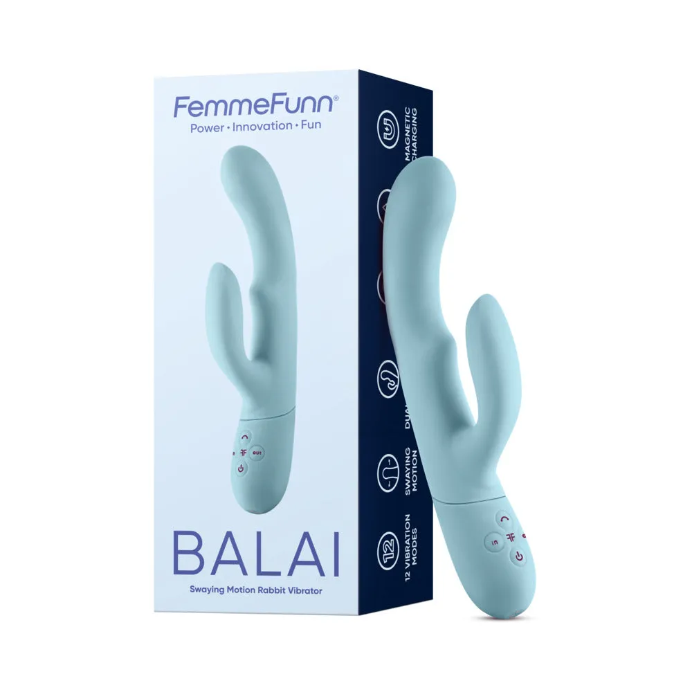FemmeFunn Balai Rechargeable Silicone Swaying Motion Dual Stimulation Vibrator Light in Blue