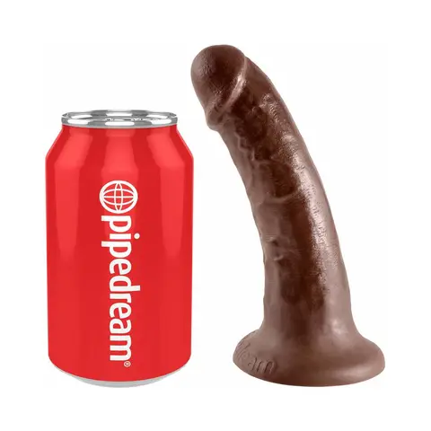 King Cock 6 in. Cock Realistic Dildo With Suction Cup in Brown