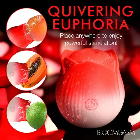 Bloomgasm Pulsing Petals Throbbing Rose Stimulator in Red