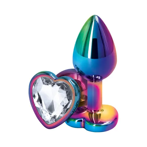 Rear Assets Metal Heart Plug Small in Multicolor/Clear