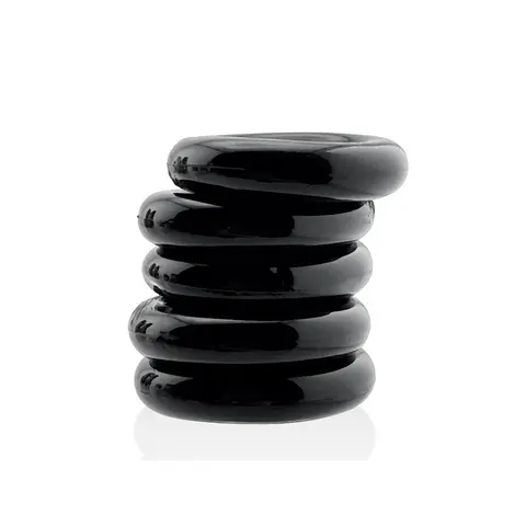 Hunkyjunk Jacker 5-Stack Five-Pack Tube Super-Strong Cockrings Black