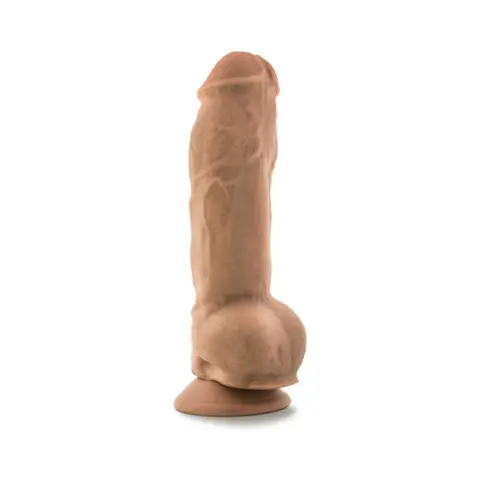 Au Naturel Big Boy 10 in. Posable Dual Density Dildo with Balls in Tan