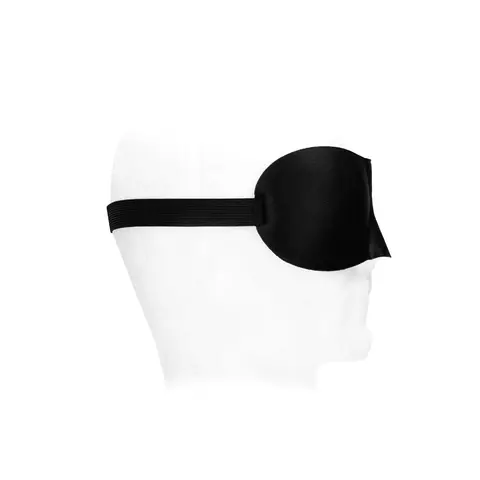 Ouch! Black & White Satin Curvy Eye Mask With Elastic Straps Blindfold Black