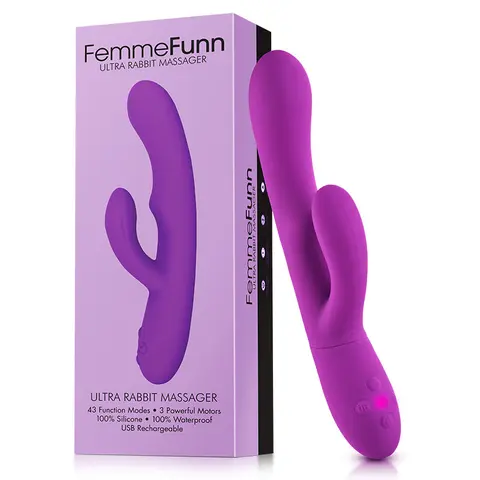 FemmeFunn Ultra Rabbit Rechargeable Silicone Dual Stimulation Vibrator in Purple