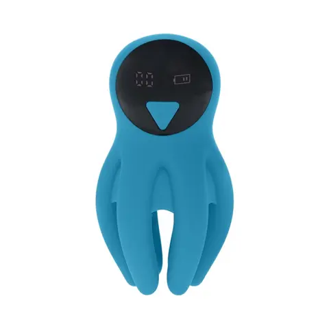 LEVELZ Digital Vibrating Silicone Penis Head Stimulator with Tentacles in Teal