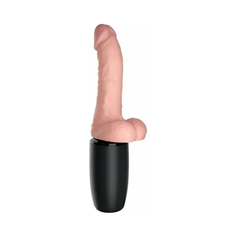 King Cock Plus 6.5 in. Thrusting Cock With Balls Rechargeable Realistic Vibrator Beige