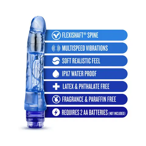 Naturally Yours Mambo Vibe Realistic 9 in. Vibrating Dildo in Blue