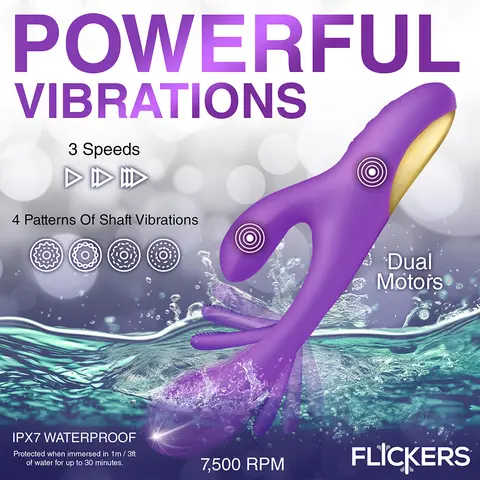 Flickers Tri-Flick Flicking Silicone Rabbit Vibrator