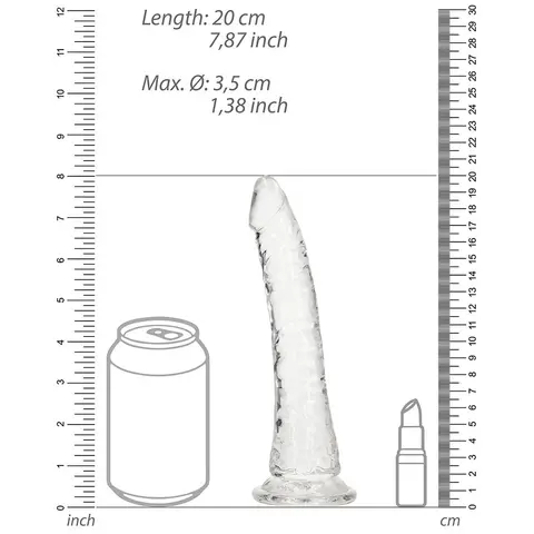 RealRock Crystal Clear Slim 7 in. Dildo Clear