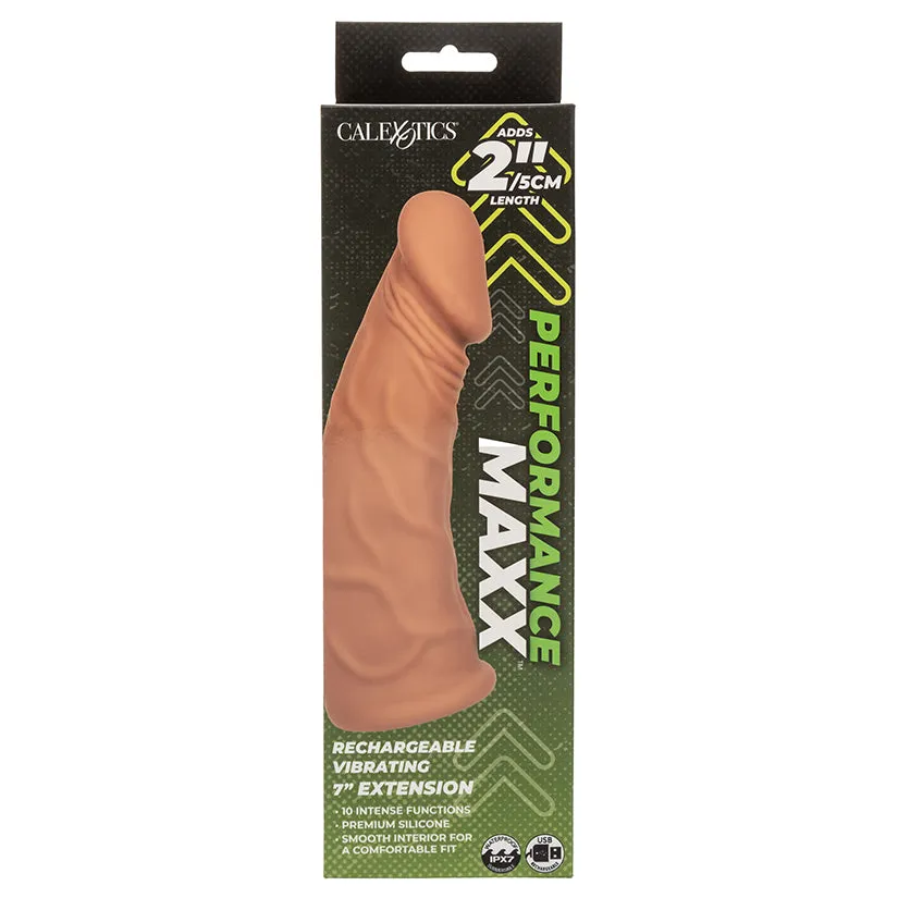 Performance Maxx Rechargeable Vibrating Extension Brown 7 in.