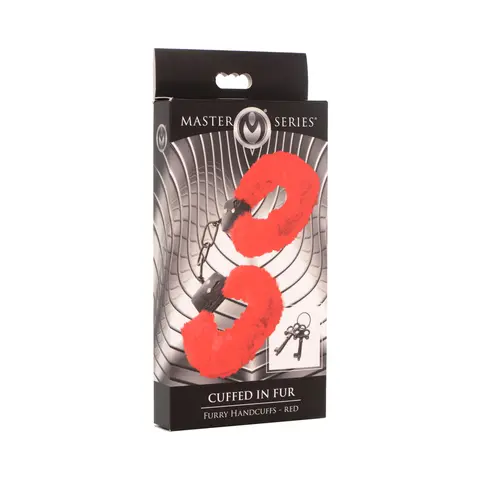 Master Series Cuffed in Fur Furry Handcuffs in Red
