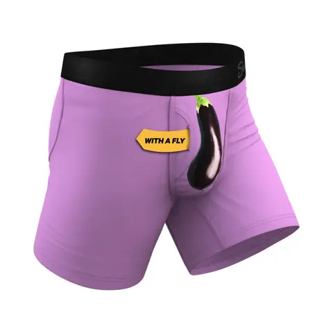 Shinesty The Double Entendre Eggplant Ball Hammock Pouch Underwear with Fly 2XL