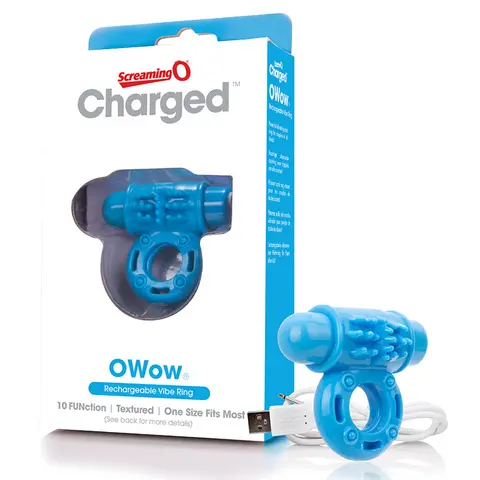 Screaming O Charged OWow Vooom Vibrating Cock Ring in Blue