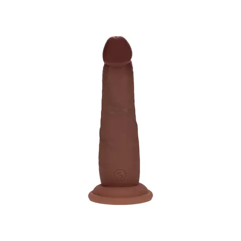 Realrock Sliding Skin Dual Density Silicone Dildo 6 in. in Brown