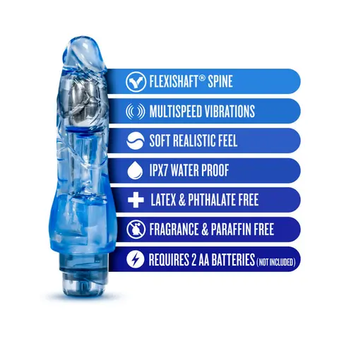 Naturally Yours Fantasy Vibe Realistic 8.5 in. Vibrating Dildo in Blue