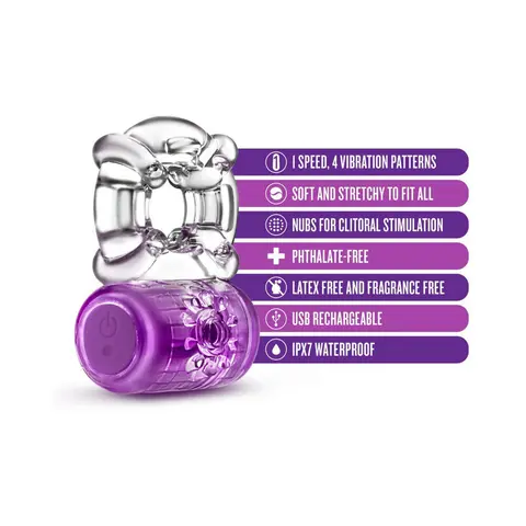 Play with Me Pleaser Rechargeable Vibrating C-Ring in Purple