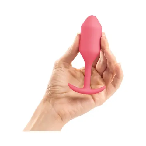 b-Vibe Snug Plug 2 Weighted Silicone Anal Plug in Coral