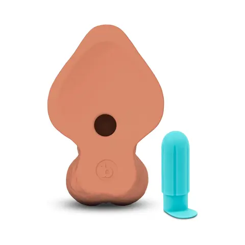 b-Vibe Slipskin Realistic Silicone Dildo 10 in. Curved in Mocha