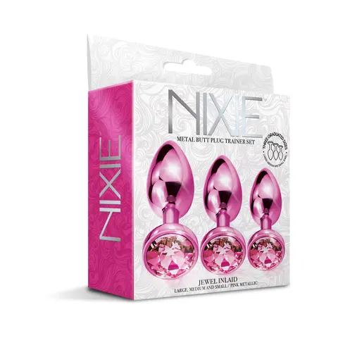 Nixie Metal Butt Plug Trainer Set 3-Piece Pink Metallic