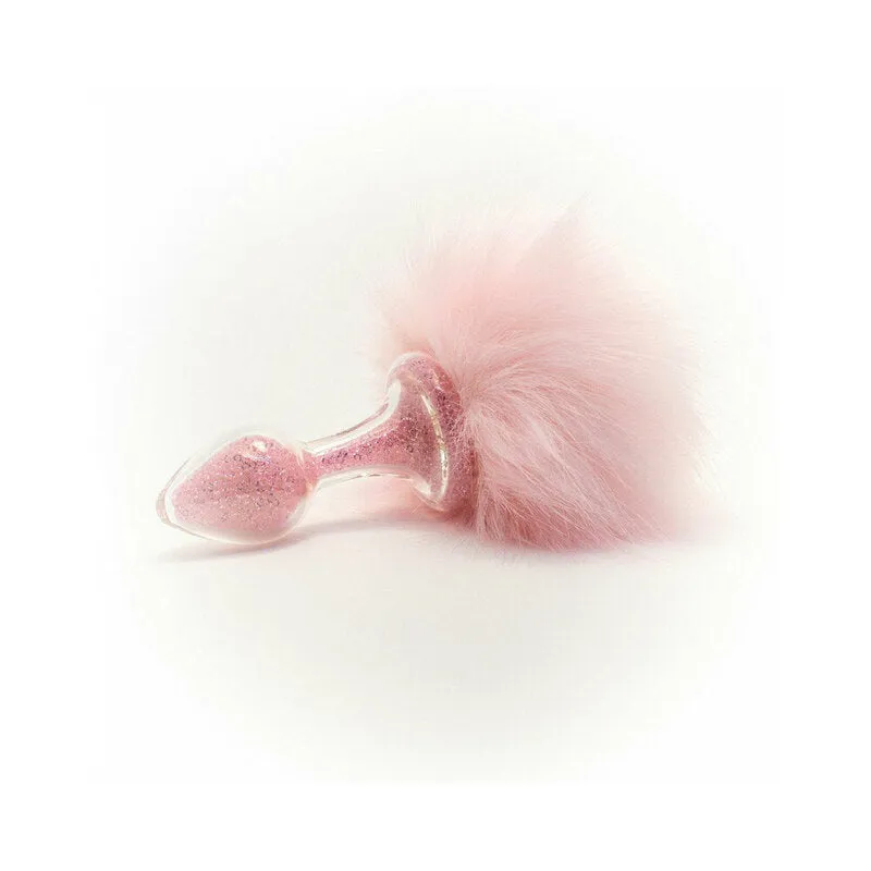 Crystal Delights Magnetic Sparkle Bunny Tail Plug in Pink