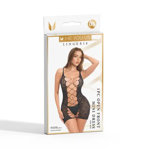 Me You Us Open Front Mini Dress Black O/S