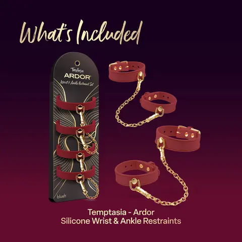 Temptasia Ardor Wrist & Ankle Restraints in Red