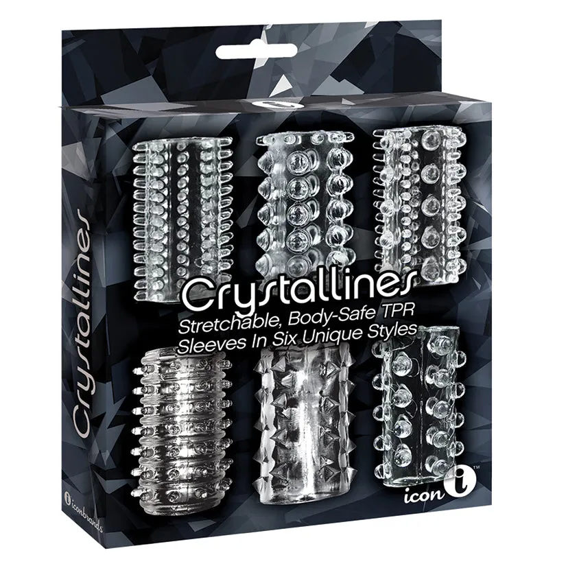 The 9's Crystalline TPR Cock Sleeves Clear 6-Pack