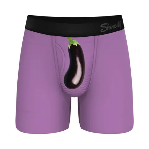 Shinesty The Double Entendre Eggplant Ball Hammock Pouch Underwear with Fly L