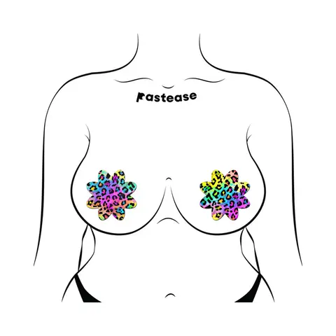Pastease Rainbow Cheetah Leopard Print Petal Breast Pasties