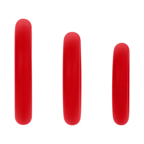 Forto F-61 3-Piece Silicone Cockring Set in Red