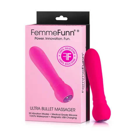 FemmeFunn Ultra Bullet Massager Rechargeable Silicone Vibrator in Pink