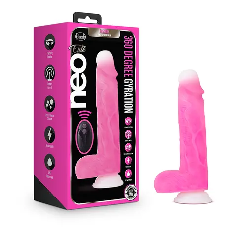 Neo Elite Roxy 8 in. Silicone Gyrating Dildo with Balls Pink
