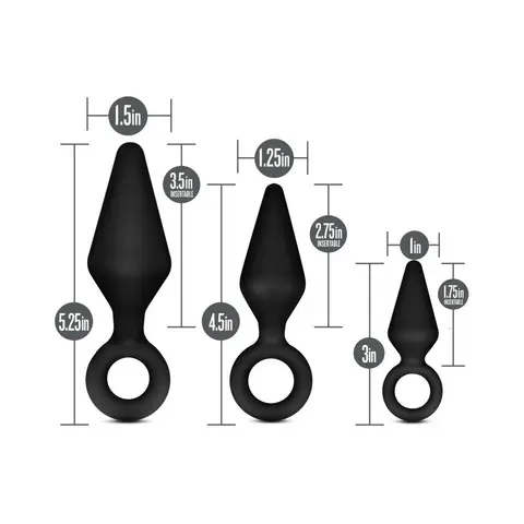 Anal Adventures Platinum Silicone 3-Piece Loop Plug Kit Black