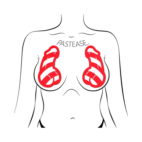 Pastease Candy Cane Penis Pasties Red/White