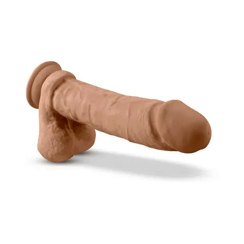 Au Naturel 9.5 in. Posable Dual Density Dildo with Balls in Tan