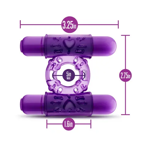 Play with Me Double Play Dual Vibrating Cockring Purple