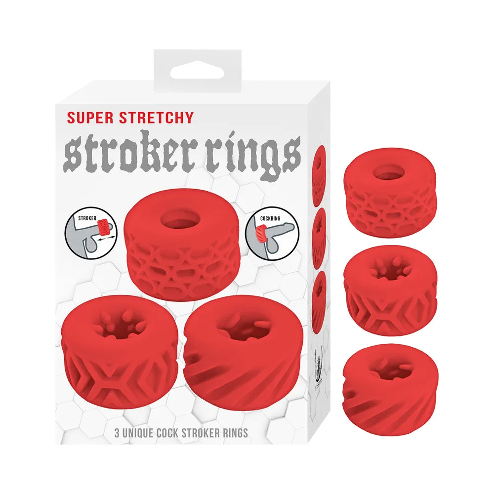 Super Stretchy Stroker Rings 3 Pack in Red