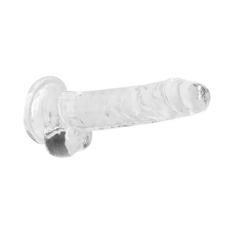 RealRock Crystal Clear Realistic 7 in. Dildo With Balls and Suction Cup in Clear
