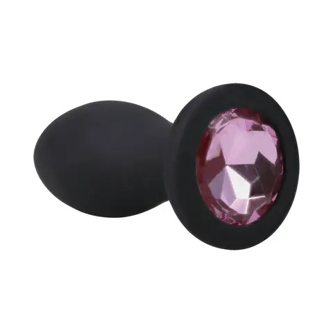 Booty Bling Jeweled Wearable Vibrating Silicone Plug 3 in. in Pink