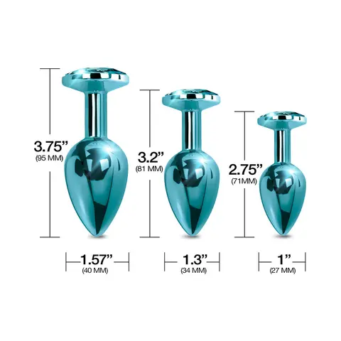 Nixie Metal Butt Plug Trainer Set 3-Piece Blue Metallic