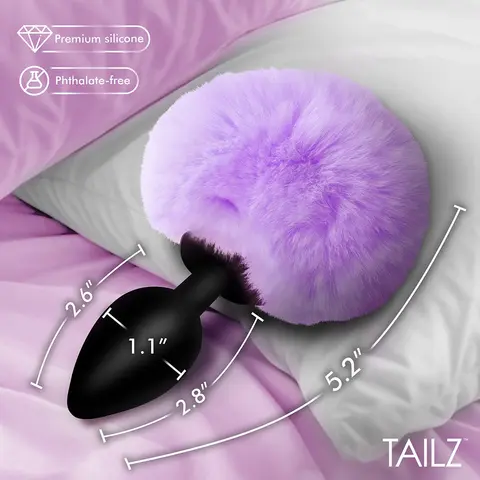 Tailz Fluffy Bunny Tail Silicone Plug in Purple