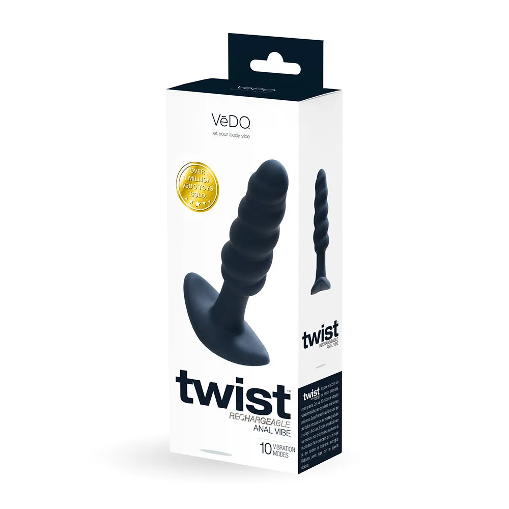 VeDO Twist Rechargeable Silicone Vibrating Anal Plug in Black
