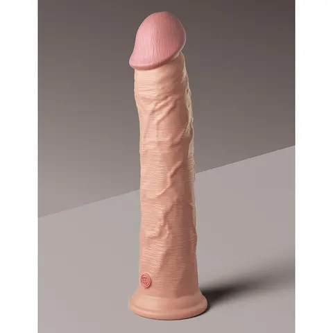 King Cock Elite 11 in. Dual Density Silicone Cock Realistic Dildo With Suction Cup Beige
