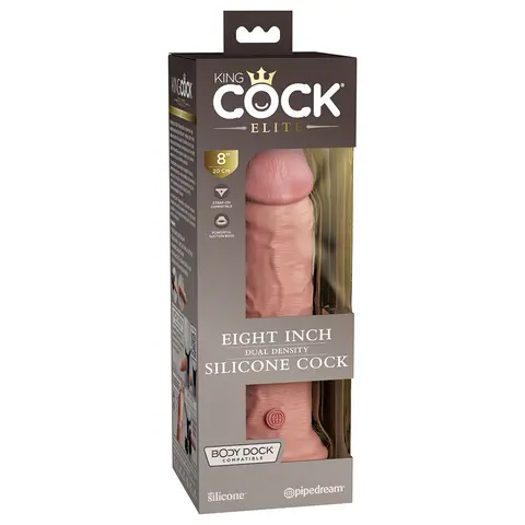 King Cock Elite 8 in. Dual Density Silicone Cock Realistic Dildo With Suction Cup in Beige