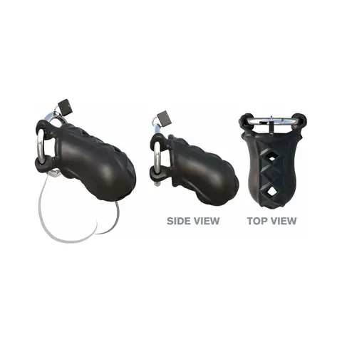 Fantasy C-Ringz Extreme Silicone Cock Blocker Locking Chastity Cage Black