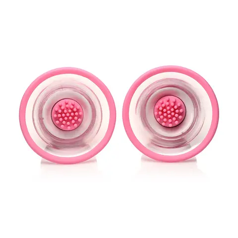 Size Matters 10X Rotating Silicone Nipple Suckers with 4 Attachments in Pink
