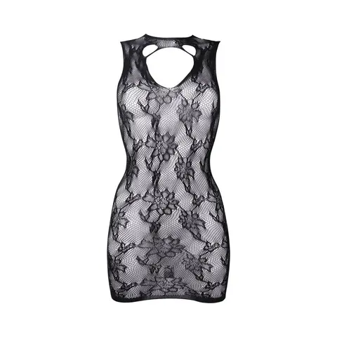 Le Desir High Neck Lace Mini Dress Black O/S
