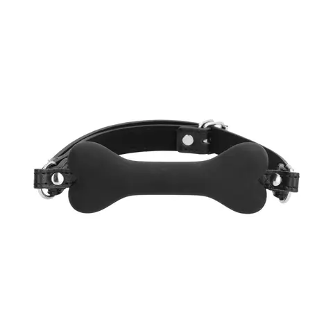 Ouch! Puppy Play Silicone Bone Gag in Black