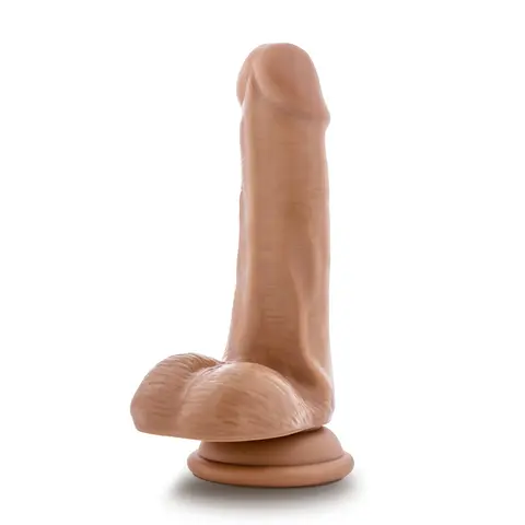 Dr. Skin Plus Realistic 6 in. Triple Density Posable Dildo with Balls Tan